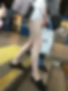 Subway train and subway station creepshots of a candid girl wearing shorts with pale skinny legs