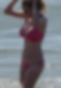 Busty Milf in a Swimsuit Walking Out of the Water at the Beach Creepshot
