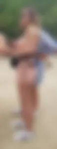 Sexy babe with vpl in shorts and showing some nice cleavage