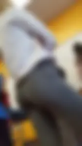 Blonde Girl’s Booty in Grey Leggings College Classroom Creepshots Collection