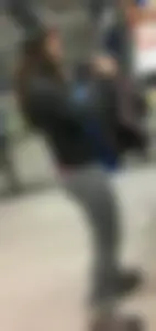 Chubby Teen Girl in Grey Yoga Pants at the Supermarket Candid Photos