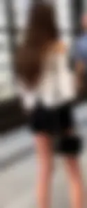 Cute skinny girl at the public train station
