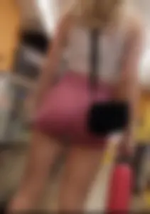 Blonde College Freshman in Pink Spandex Shorts (OC)