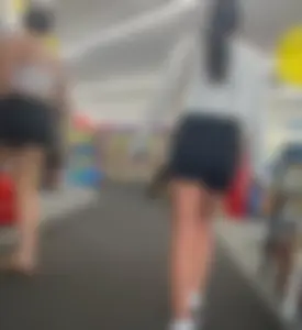 College girls at CVS with black yoga shirts and white tops