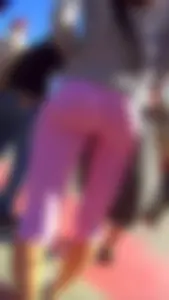 Hot Ass with VPL and Thin Long Legs in Short Pink Rights on the Street Creepshots Gallery