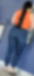 Latina tight jeans at the cashier