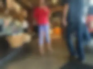 Starbucks milf sexy in light purple leggings with decent ass and mound