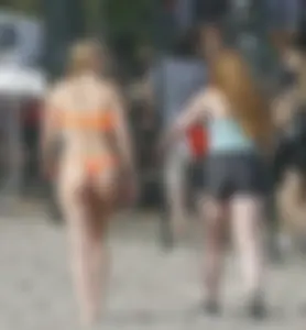 Sexy girls at the beach in thongs and bikinis with nice asses