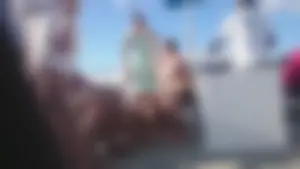 Girl with a nice ass in wet white bikini bottom