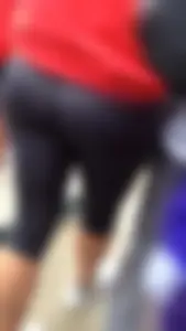 Booty in Short Spandex Tights Closeup Creepshot