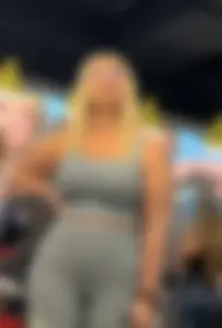Plump Dumpy Blonde MILF in turquoise two-piece Spandex