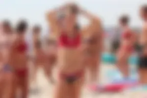Lifeguard tournament girls on the beach