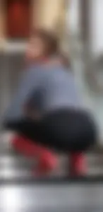 Girls teasing in tight leggings