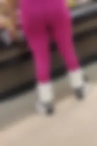 Latina Milf VPL in pink leggings tiny waist nice ass
