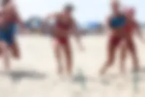 Lifeguard tournament girls on the beach