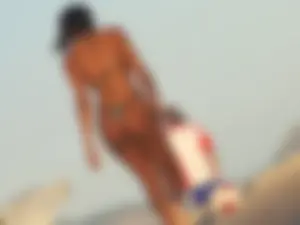 Sexy morena babe in thong bikini with a great ass