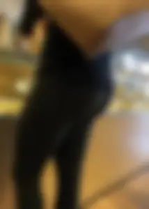 Brunette jewelry shopping in leggings with a nice ass