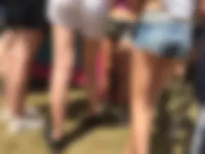 Hot candid teens in shorts at the countryside festival, amazing set of creepshots