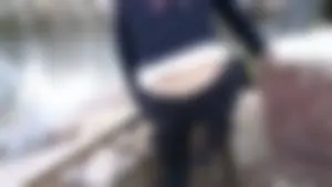 Strings Seen from under Tight Pants Street Creepshot