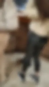 Teen with perfect curvy ass wearing tight leather jeans