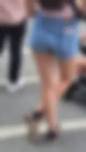 Milf with tight ass in jean shorts