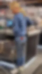 Blonde Candid Girl in Jeans at the Supermarket Creepshots