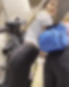 Creepshot of a Very Sexy And Skinny Candid Girl in Leggings and a Blouse, Gorgeous Wavy Hair