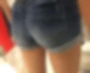Cute Little Booty in Denim Shorts at the Store Creepshots