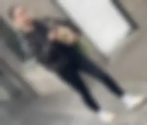 Skinny girl in tights walking down the street creepshot