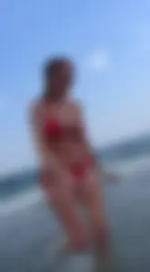 Tiny little red thong bikini