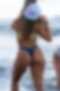 PAWG babe in thong bikini at the beach