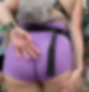 Spandex Short Heaven: Brunette in black, blonde in purple, booty cousins