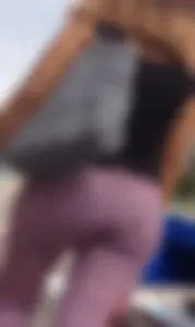 Black babe with a nice ass in tight jeans and vpl