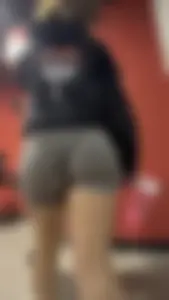 Tight Grey Gym Shorts (Crazy Vpl and Bends Over)