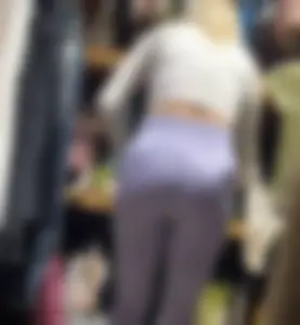Tight petite college blonde girl with a plump ass in pastel purple leggings (vtl)