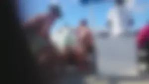 Girl with a nice ass in wet white bikini bottom