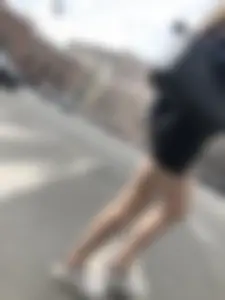 Great legs and booty in spandex shorts of a street candid girl crossing the street