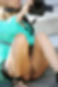 Blonde lady upskirted showing her panties and pussy lips