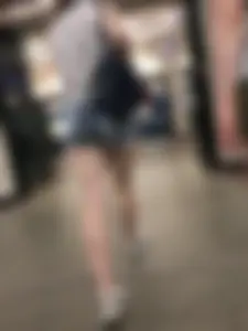 Cute And Slightly Awkward Tall Teen Girl in a Top and Denim Shorts Subway Train Candid Photos
