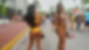 Two sexy ass black girls in thongs posing for the camera