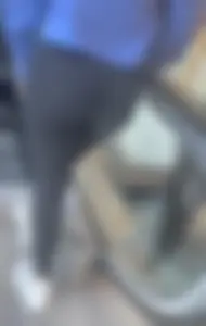 Girl with fit bubble booty in leggings going up elevator