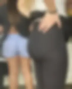 Blonde in black leggings (+bonus in the background)