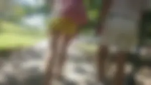 Milf in yellow shorts with vpl and a wedgie