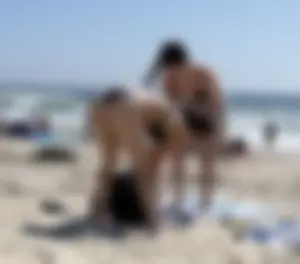 Cute college girls at beach