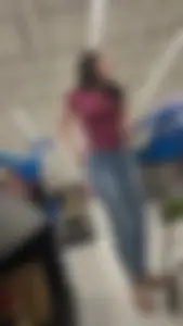 Tight beauty women with nice tits in blue jeans at walmart. OC