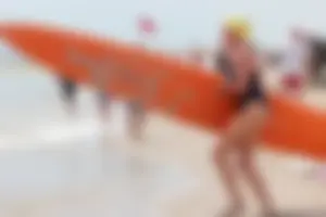 Lifeguard tournament girls on the beach
