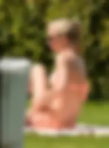 Perfect blonde teen in the park