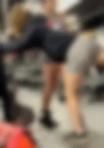 Tight Grey Gym Shorts (Crazy Vpl and Bends Over)