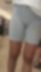Amazing girl in grey spandex shorts at the mall, closeups of her firm hot ass and her crotch