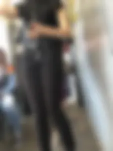 Skinny Legs in Black Jeans Public Transport Closeup Gallery